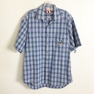 Vintage 90s Disney Button-Up Shirt Men's Sz M Mickey Mouse Striped Pocket Top